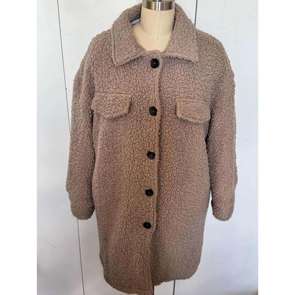Women's SHEIN Beige Teddy long lined Jacket Size 4